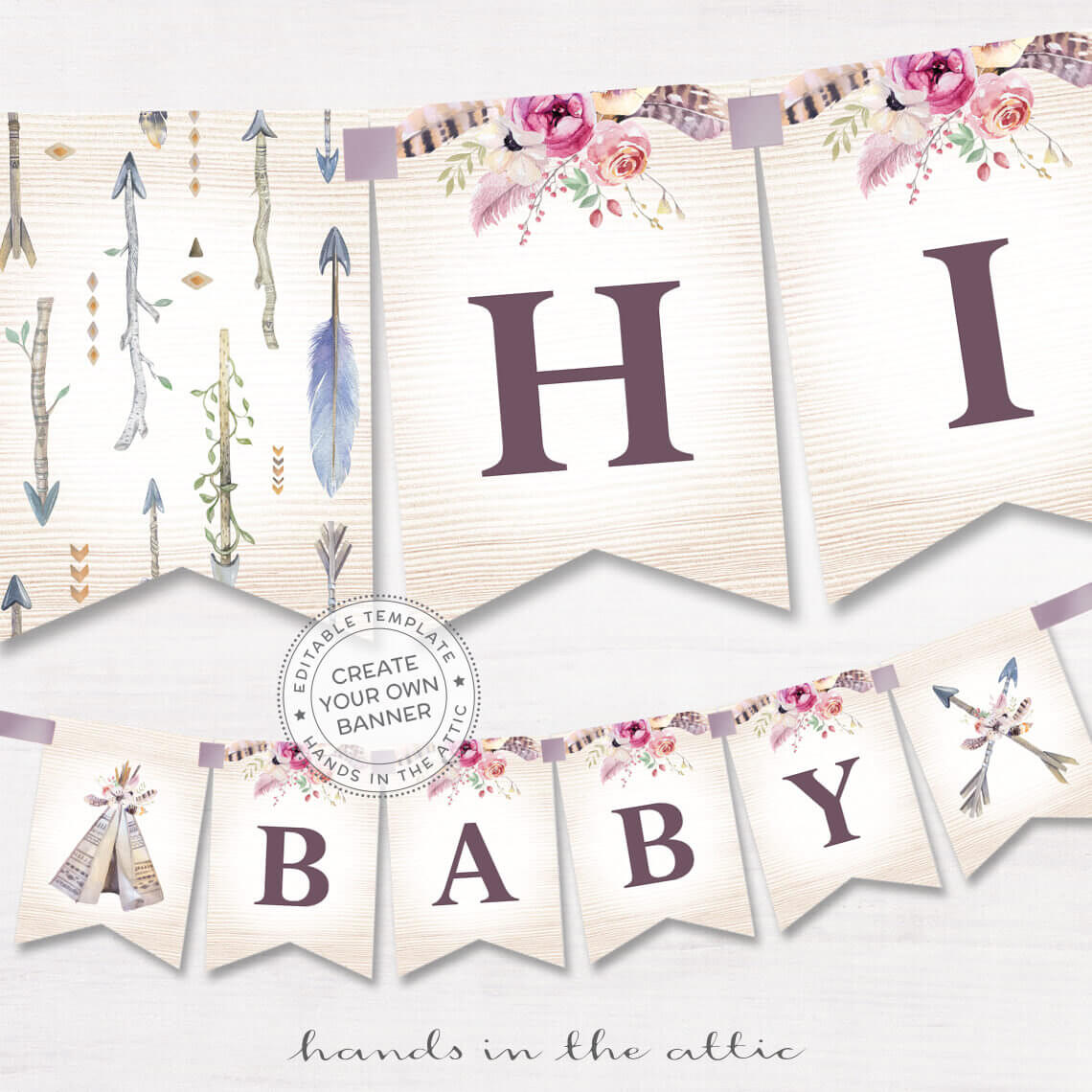 Boho Alphabet Banner Printable, Baby Shower Decor, Bohemian Tribal Party  Props, Pdf Template, Customized Diy Word Banner, Digital Download Throughout Diy Party Banner Template
