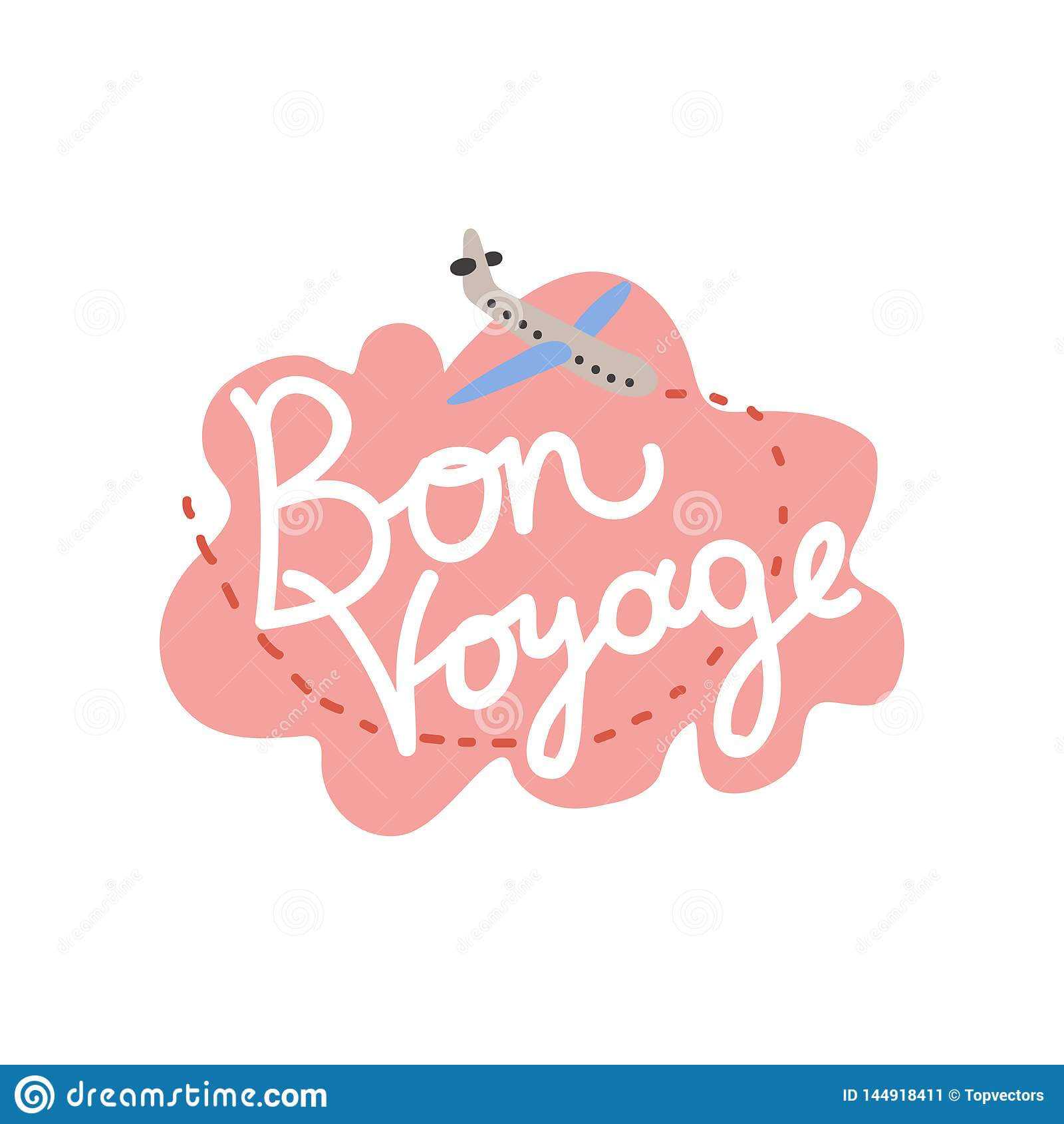 Bon Voyage, Have Nice Trip Banner Template Vector In Bon Voyage Card Template