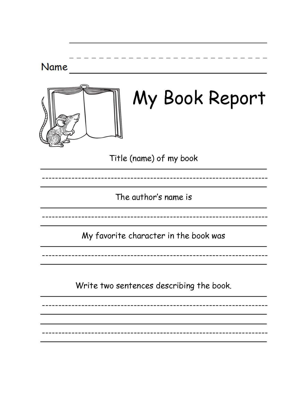 Book Report Forms With 2nd Grade Book Report Template