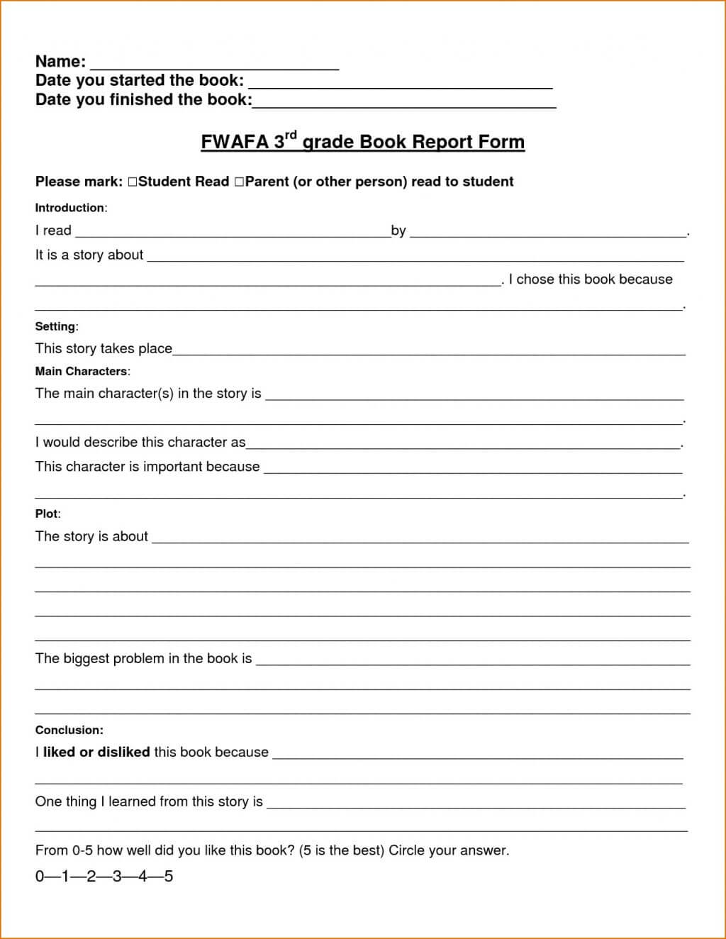 Book Report Template 4Th Grade Biography Free Printable Inside 4Th Grade Book Report Template