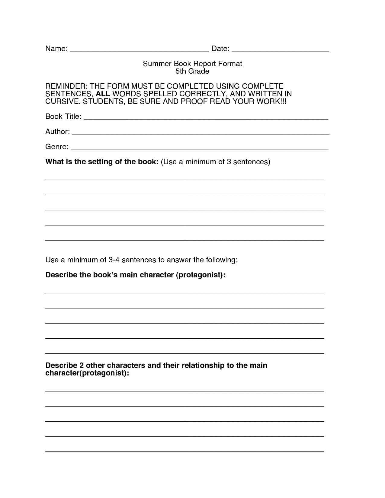 Book Report Template 5Th Grade – Xyztemplates Intended For Book Report Template 5Th Grade