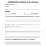 Book Report Template | Summer Book Report 4Th -6Th Grade intended for 4Th Grade Book Report Template