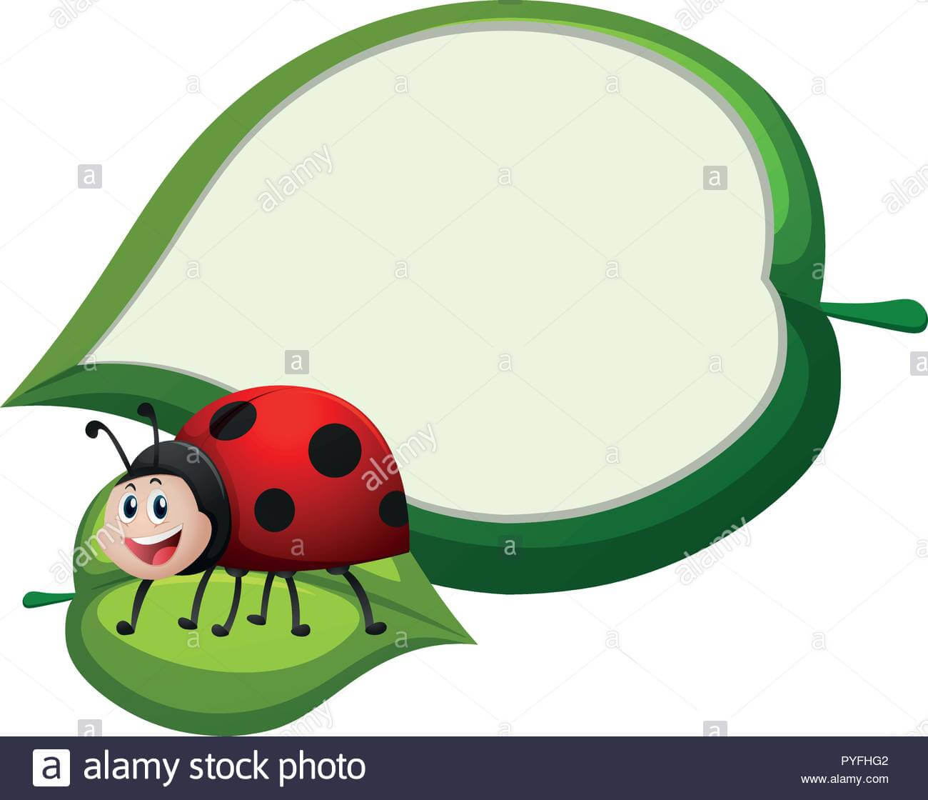 Border Template With Ladybug On Leaf Illustration Stock With Blank Ladybug Template
