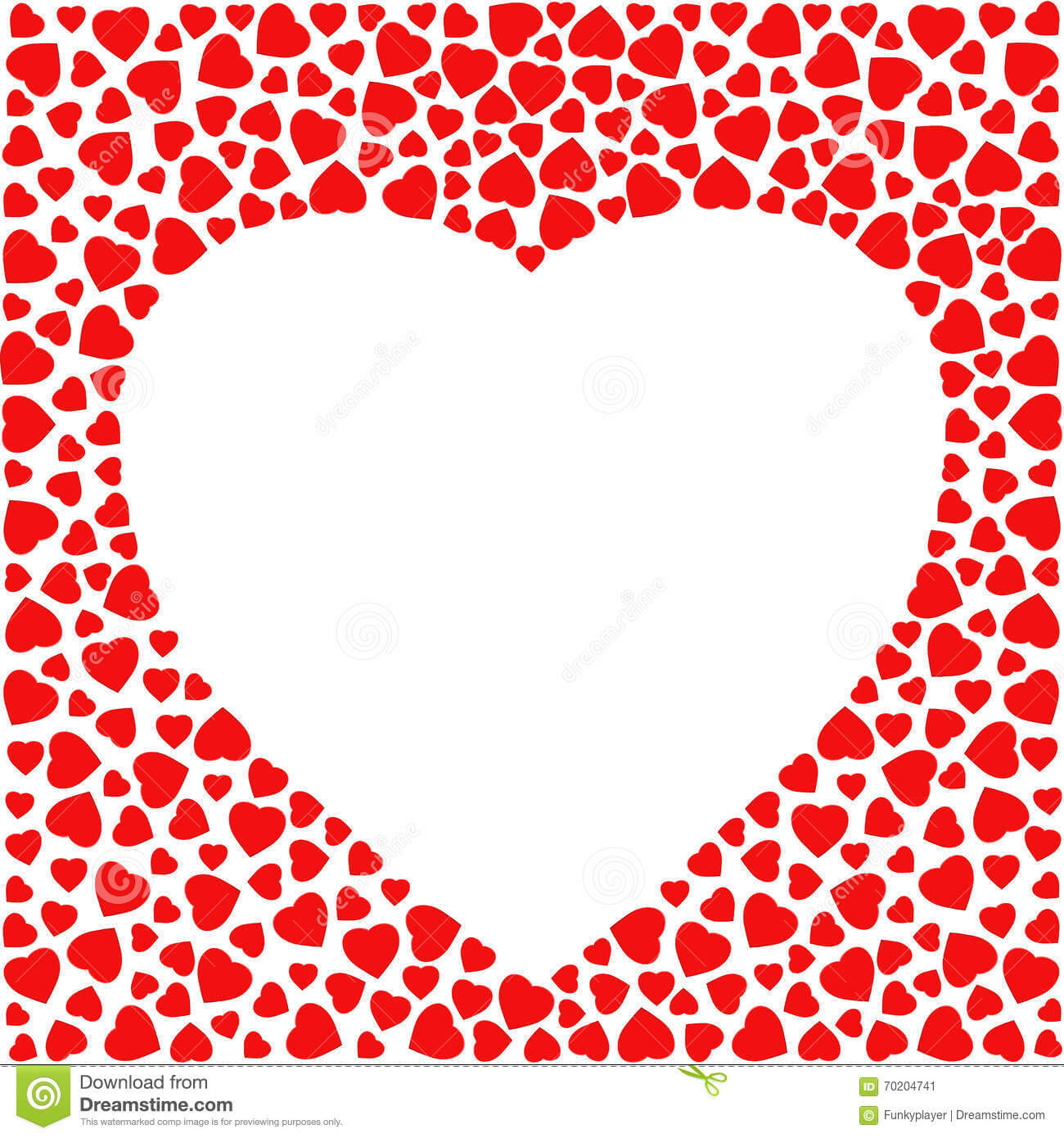 Border With Red Hearts. Greeting Card Design Template For Small Greeting Card Template
