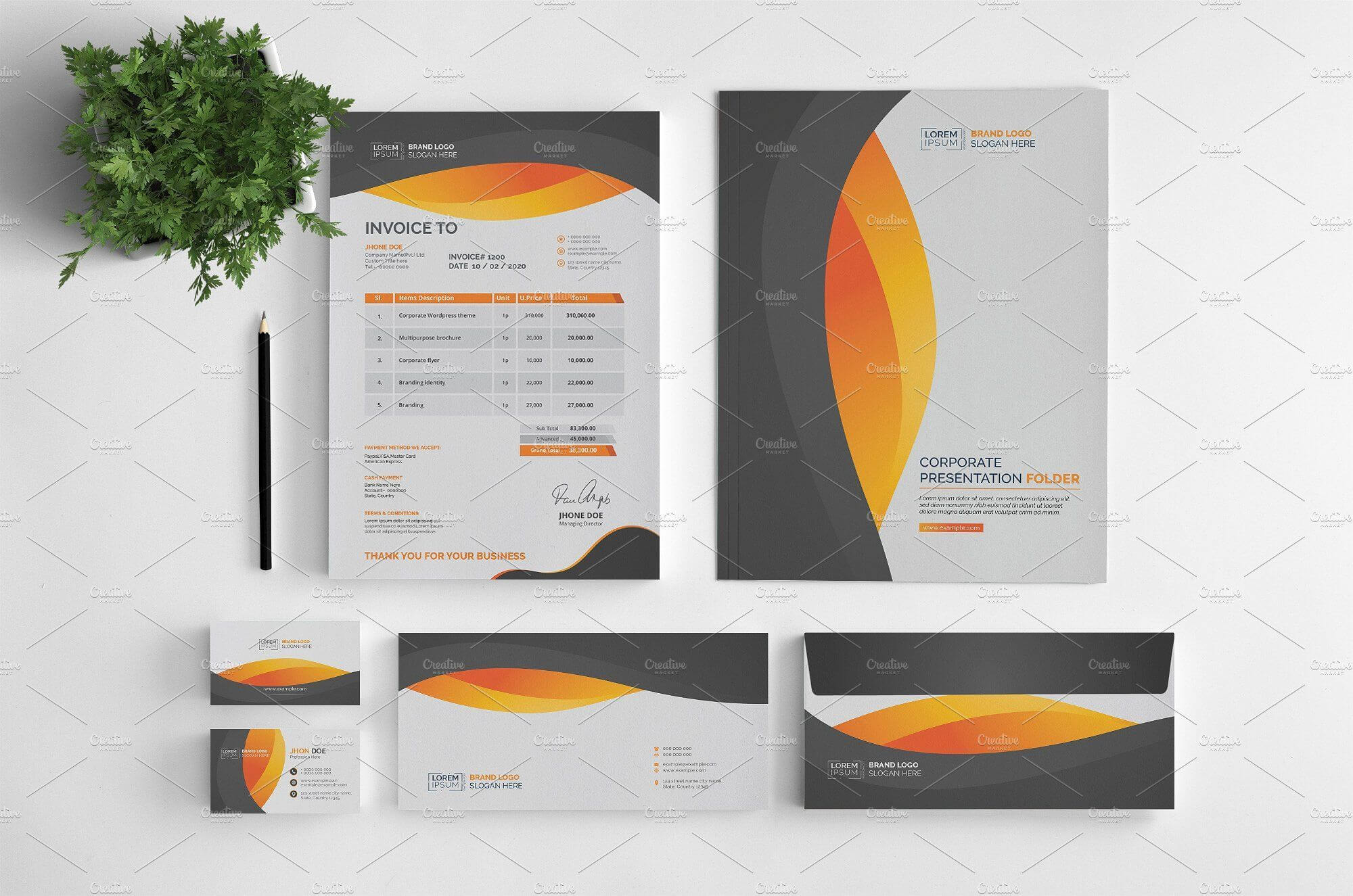 Branding Stationery Set. A Collection Of Branding/identity Throughout Business Card Letterhead Envelope Template