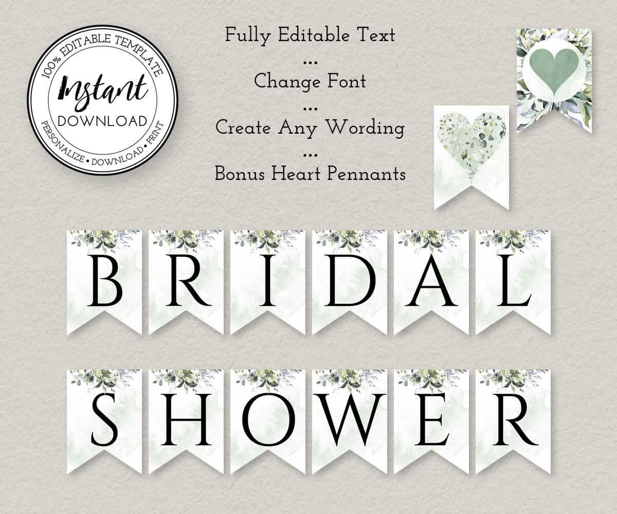 Bridal Shower Banner Printable, Bridal Shower Decorations, Fully Editable  Pennant Banner Template, Instant Download, W103 In Bride To Be Banner Template