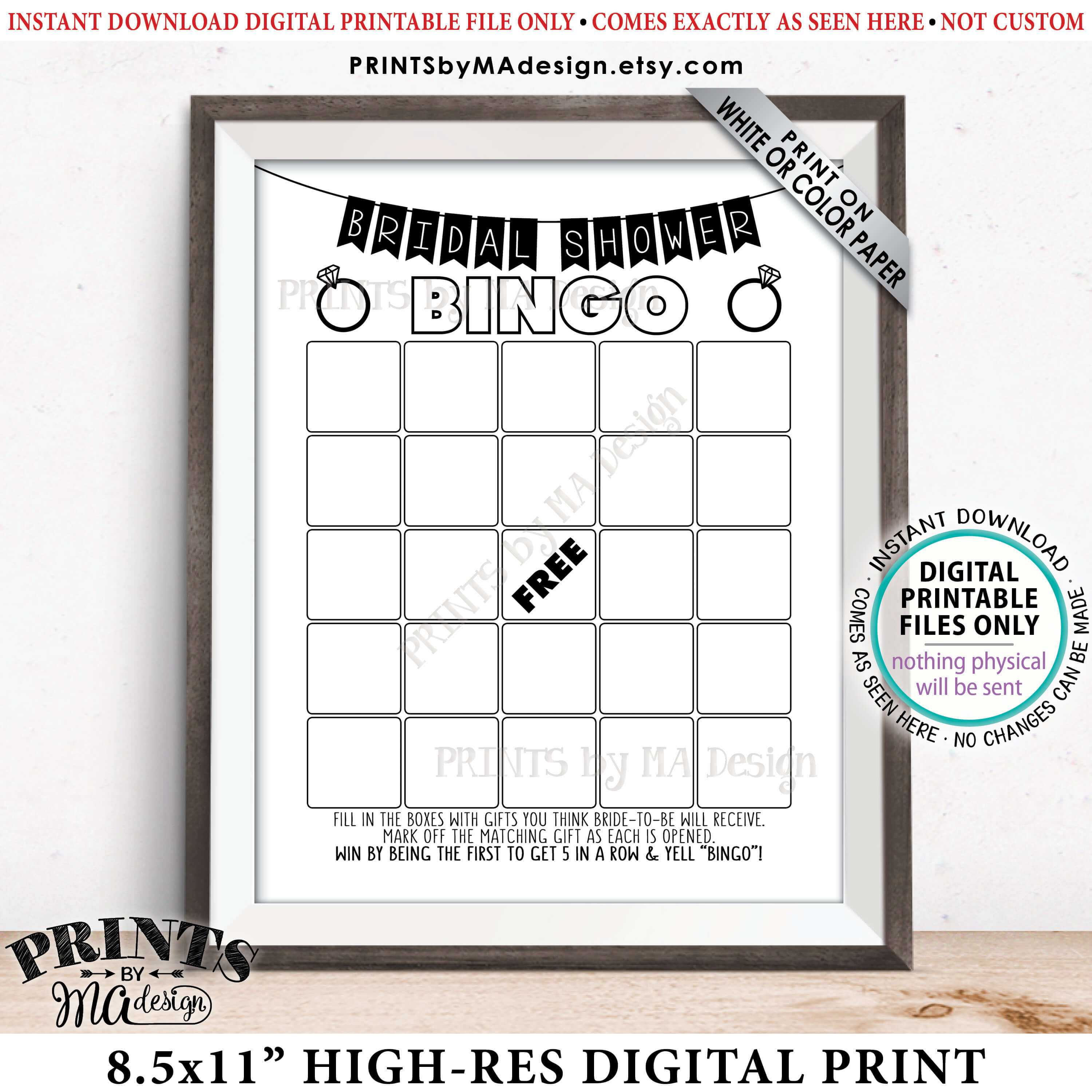 Bridal Shower Bingo Cards, Bridal Shower Bingo Printable Regarding Blank Bridal Shower Bingo Template