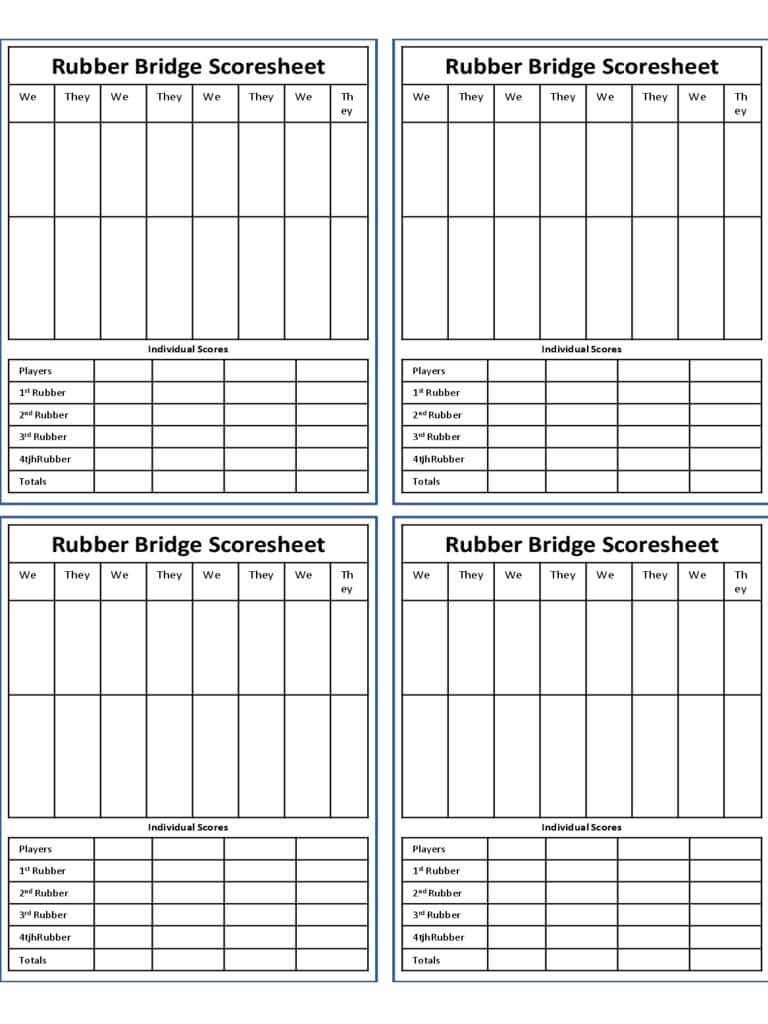 Bridge Score Sheet – 6 Free Templates In Pdf, Word, Excel Within Bridge Score Card Template