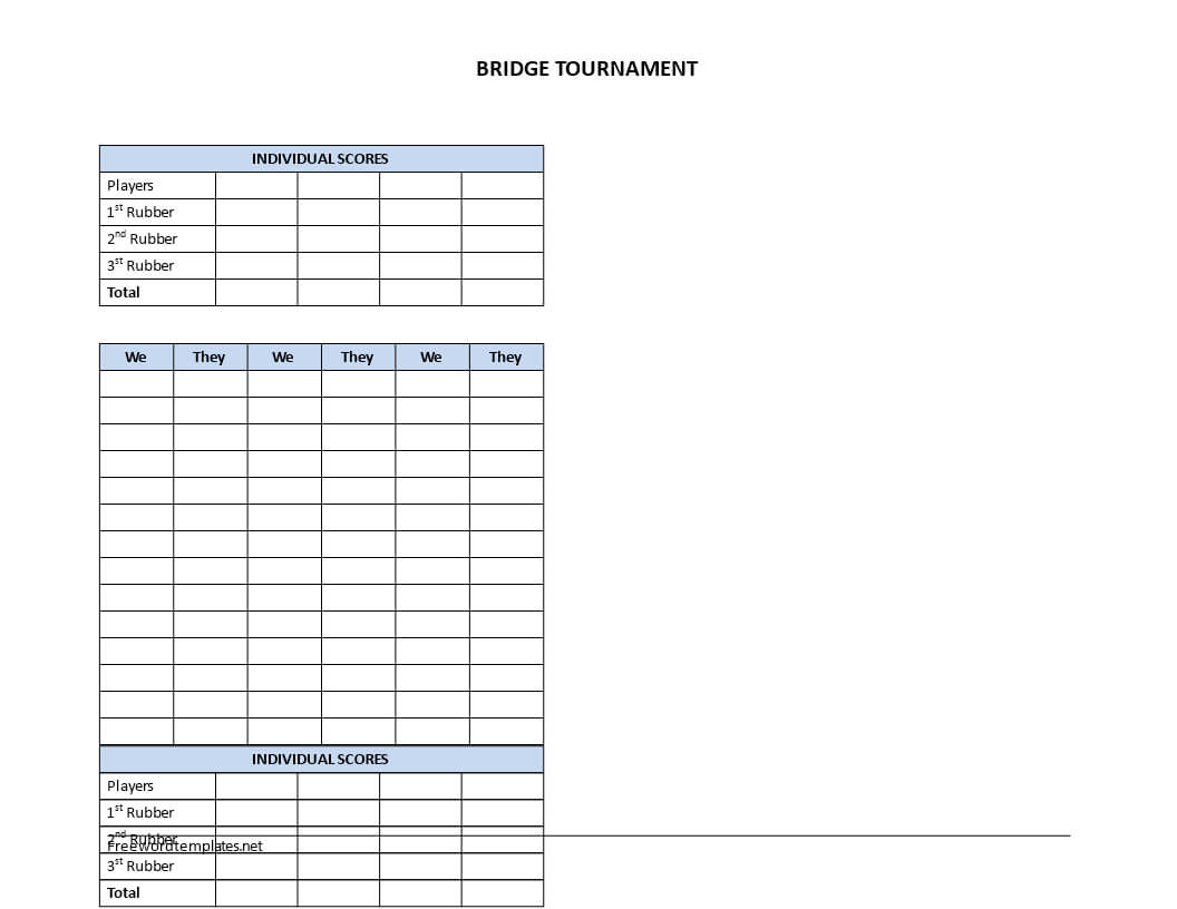 Bridge Score Sheet | Templates At Allbusinesstemplates Intended For Bridge Score Card Template