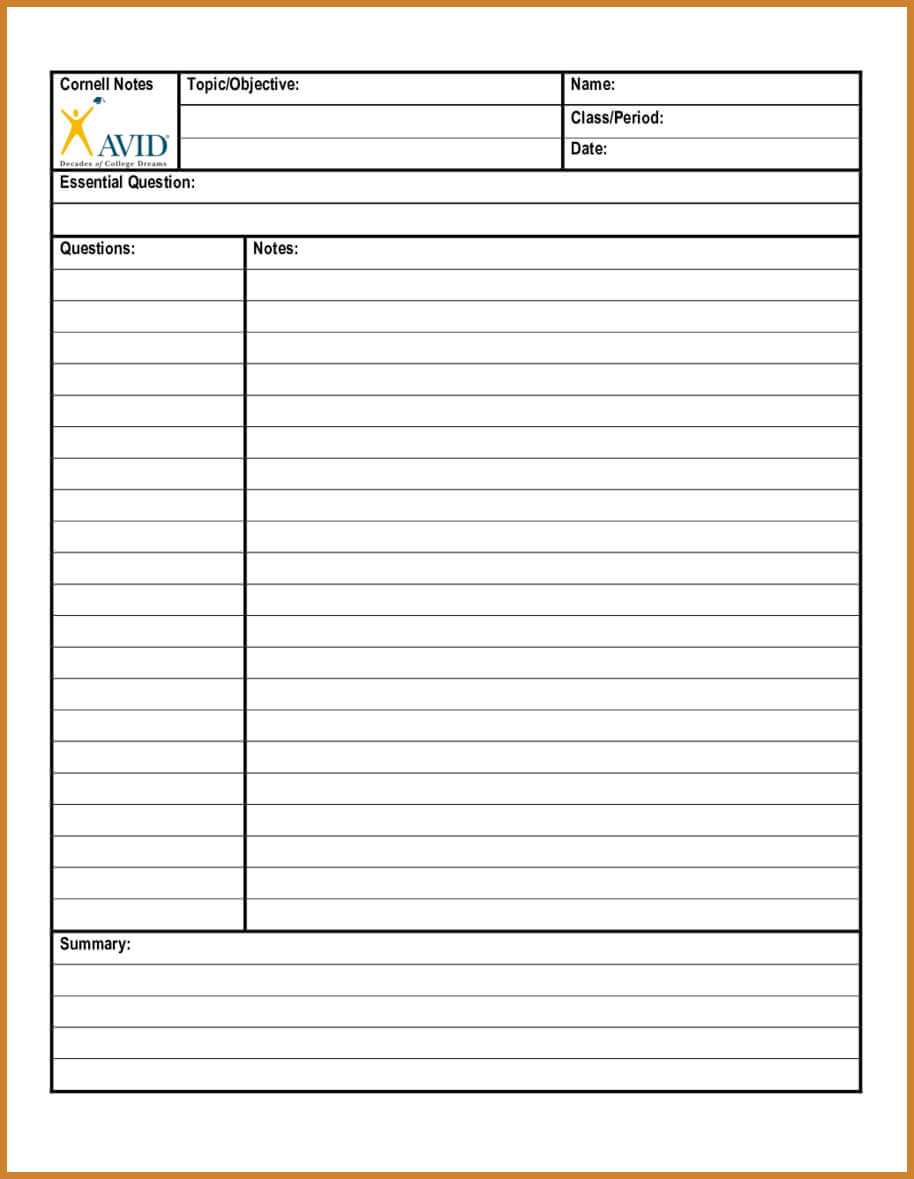 Brilliant Ideas For Cornell Notes Template Word Also Letter Pertaining To Cornell Note Template Word