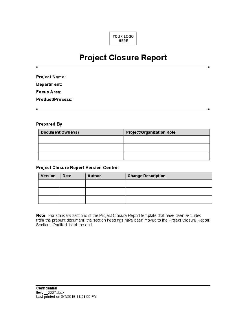 Brilliant Ideas For Project Closure Report Template Also With Regard To Closure Report Template