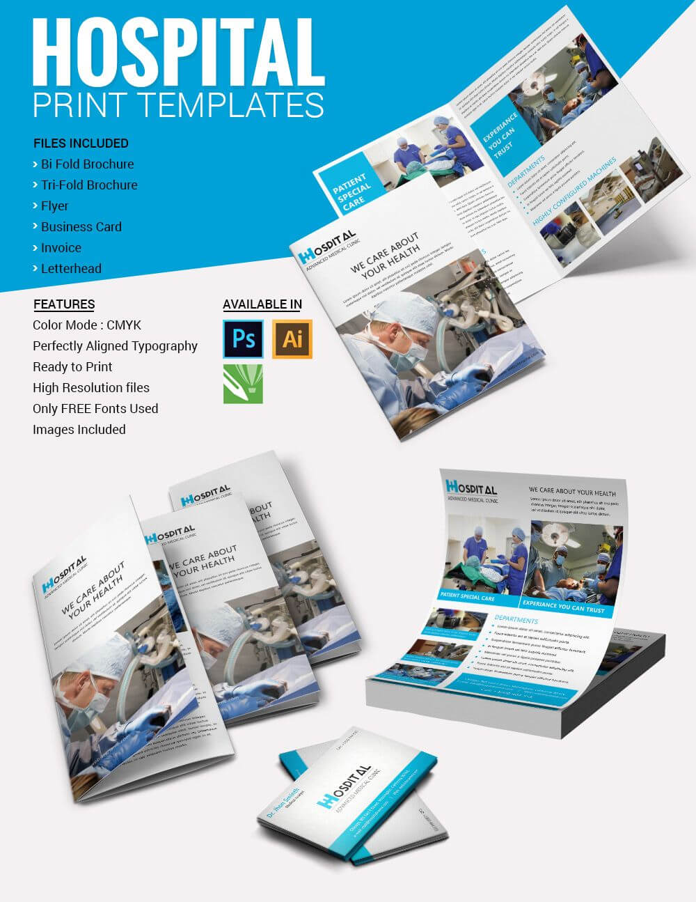 Brochura De Modelos Hospitalares | Impressos & Papelaria Intended For Healthcare Brochure Templates Free Download