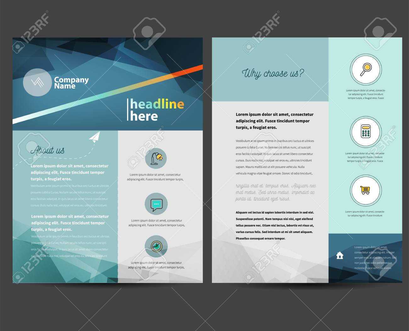 Brochure Or Flyer Design Template In Letter Size Inside Letter Size Brochure Template