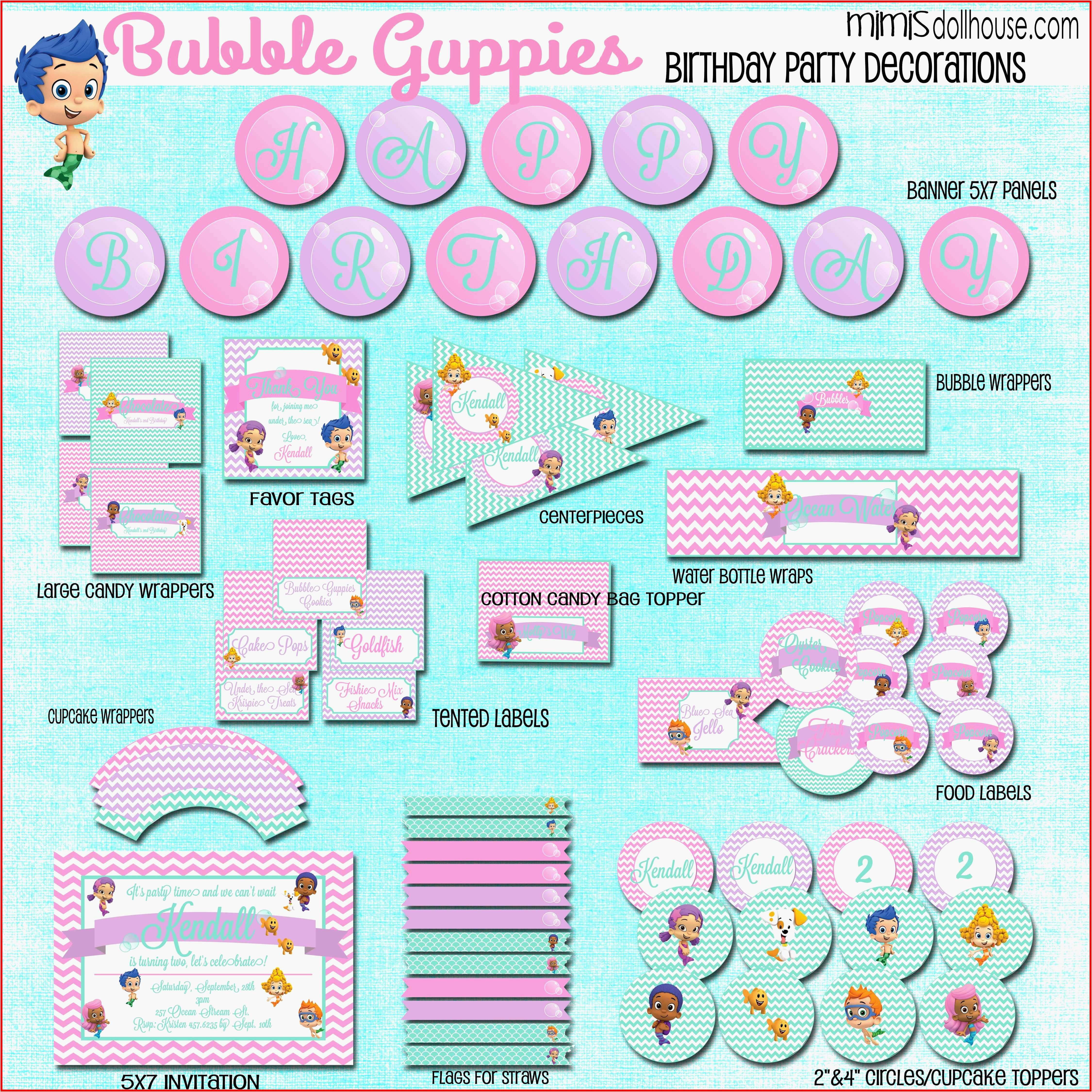 Bubble Birthday Invitations Guppies 2Nd High Quality Free For Bubble Guppies Birthday Banner Template