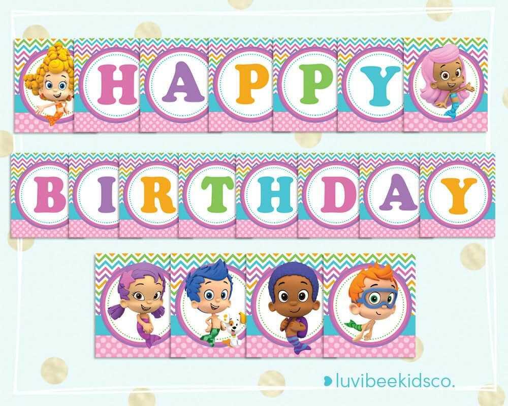 Bubble Guppies Happy Birthday Banner - Printable Pdf Banner within Bubble Guppies Birthday Banner Template