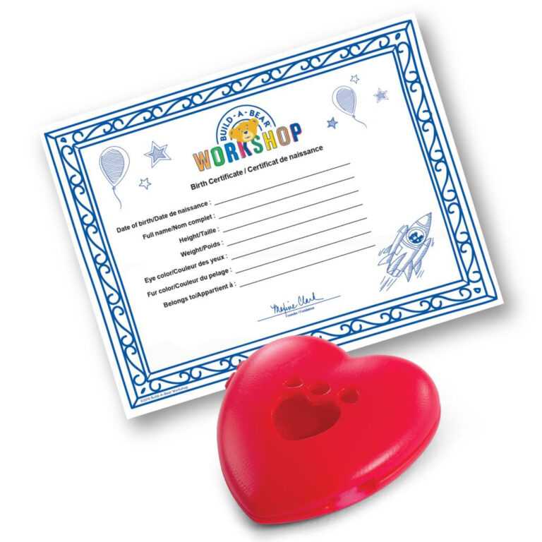 Build A Bear Birth Certificate Template