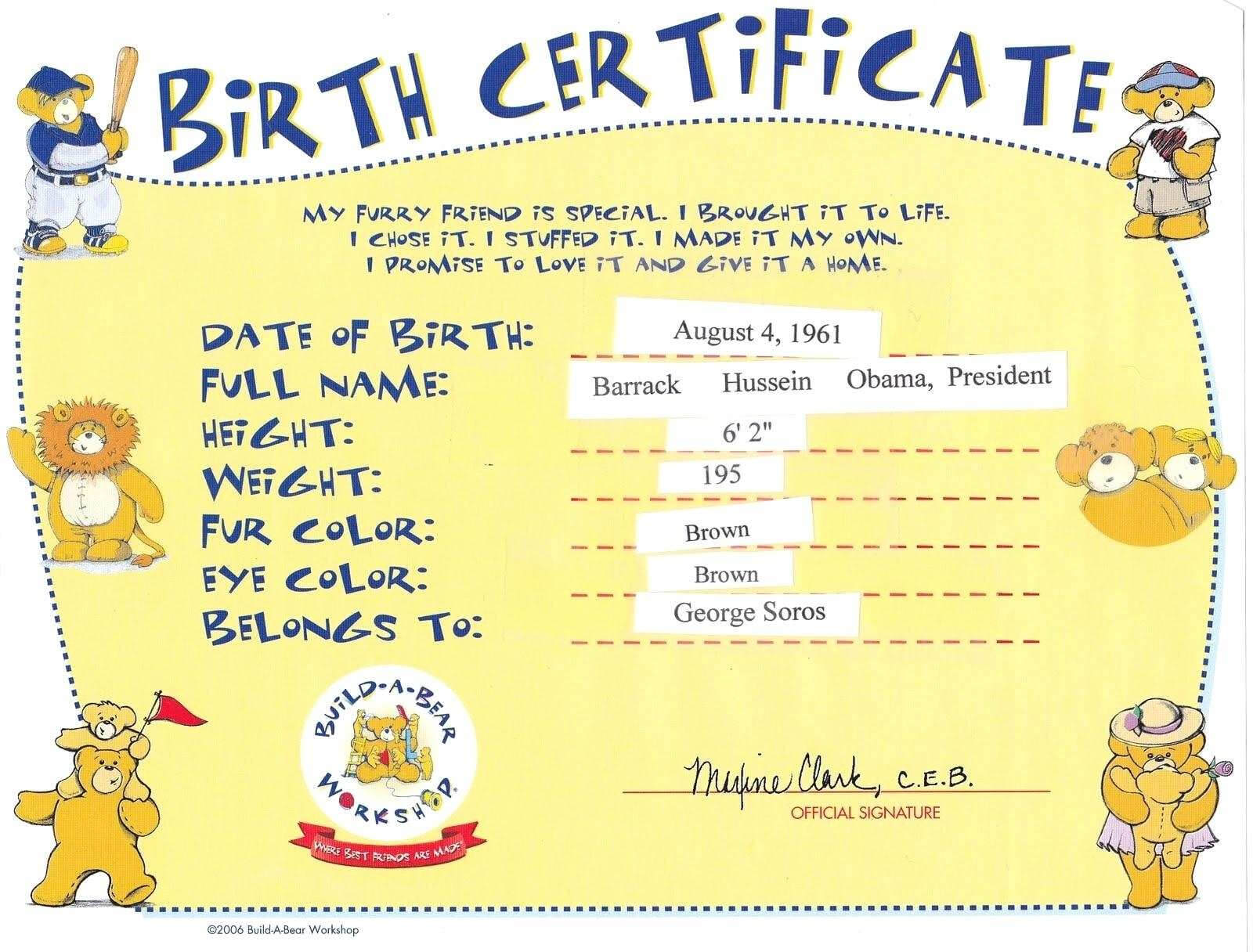 Build A Bear Certificate Clean Birth Certificate Template Intended For Build A Bear Birth Certificate Template