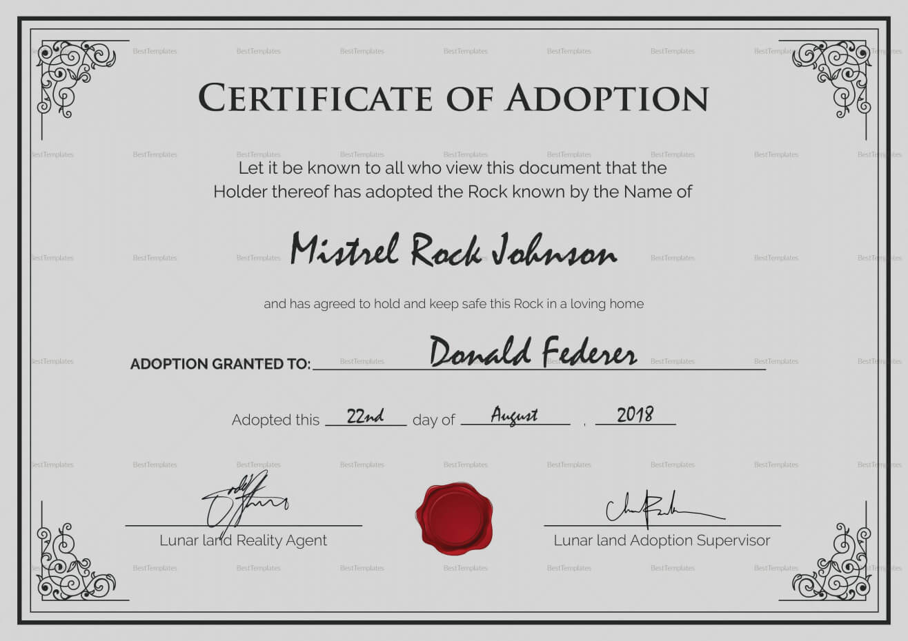 Bunch Ideas For Blank Adoption Certificate Template With Regarding Blank Adoption Certificate Template