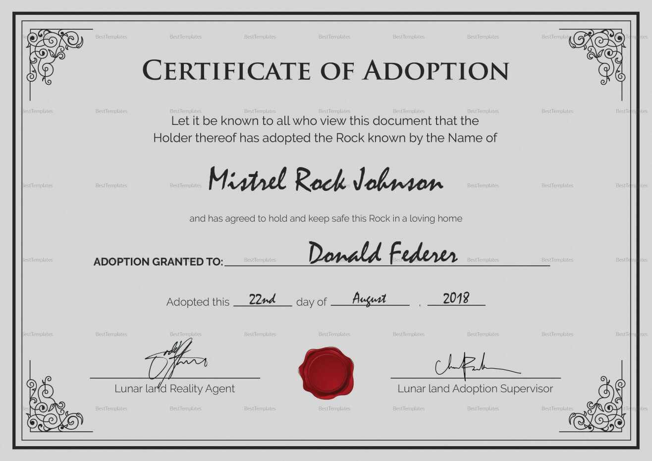 Bunch Ideas For Blank Adoption Certificate Template With Regarding Blank Adoption Certificate Template