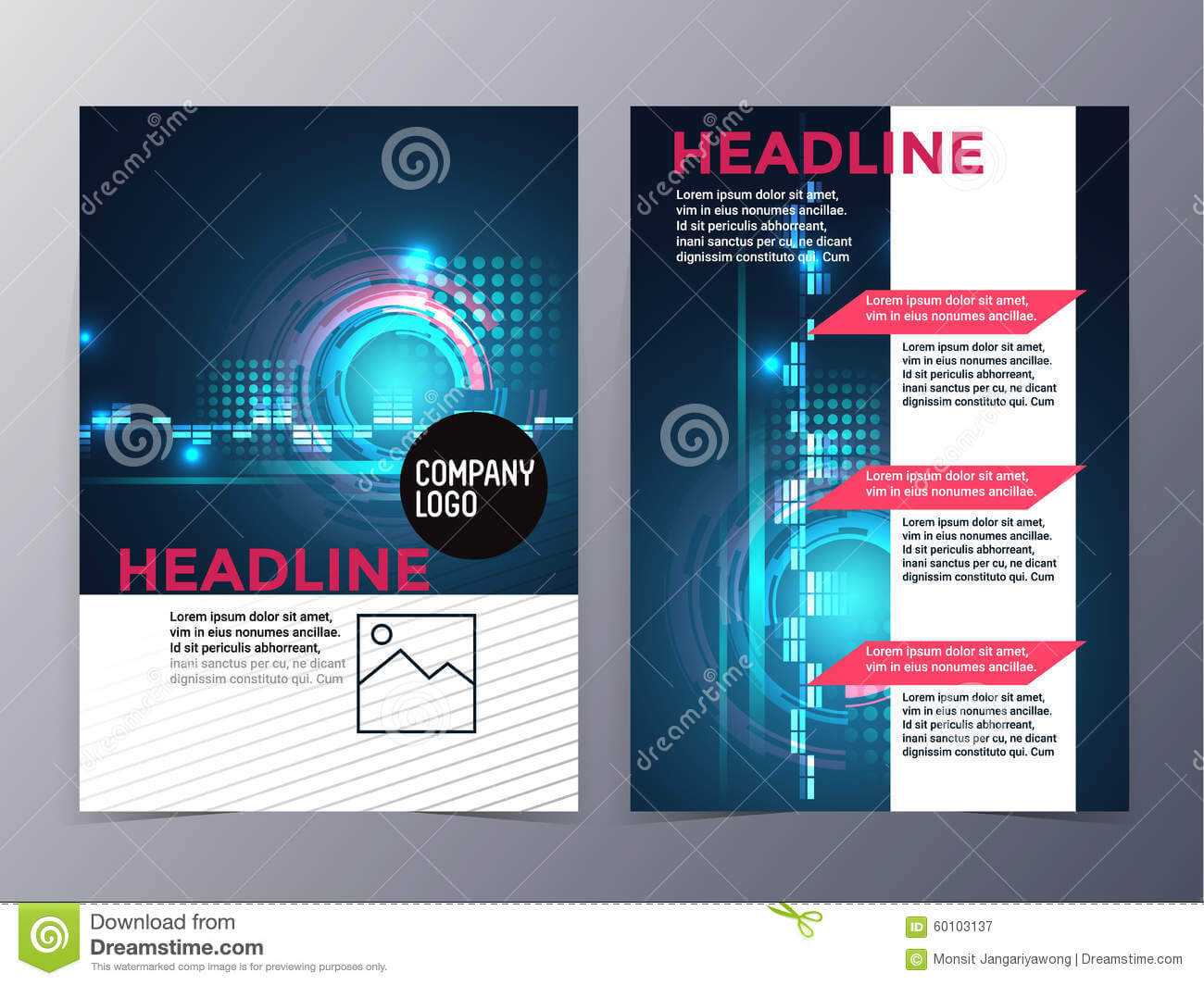 Business And Technology Brochure Design Template Vector Tri With Technical Brochure Template