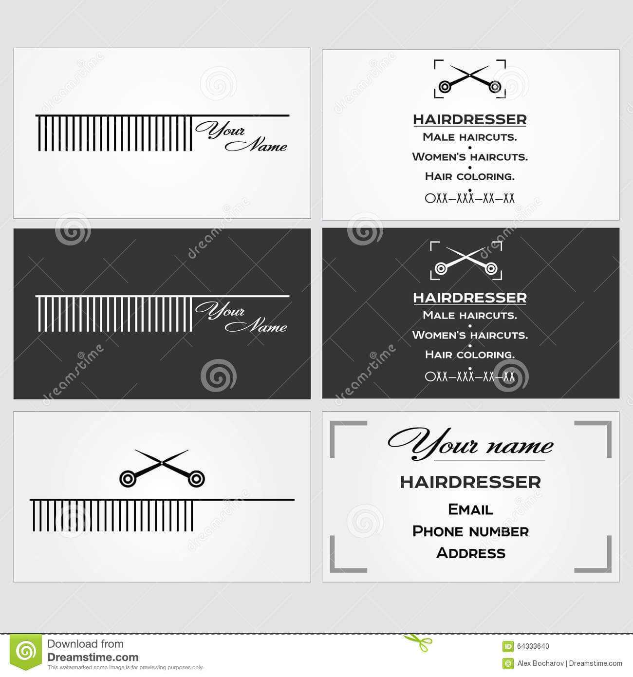 Business Card Template For A Hairdresser. Stock Vector Within Hairdresser Business Card Templates Free