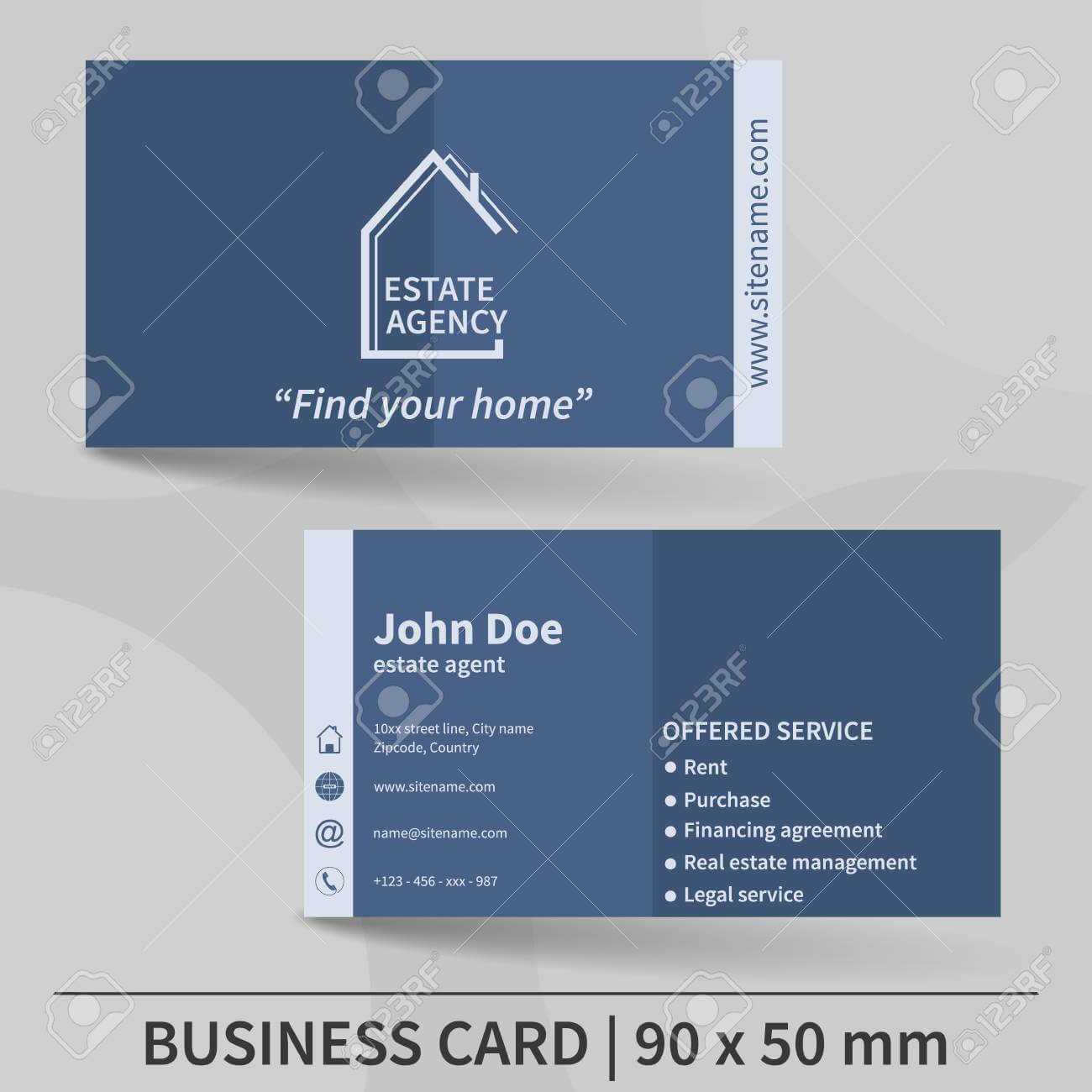 Business Card Template. Real Estate Agency. Design For Your Individual.. With Regard To Real Estate Agent Business Card Template