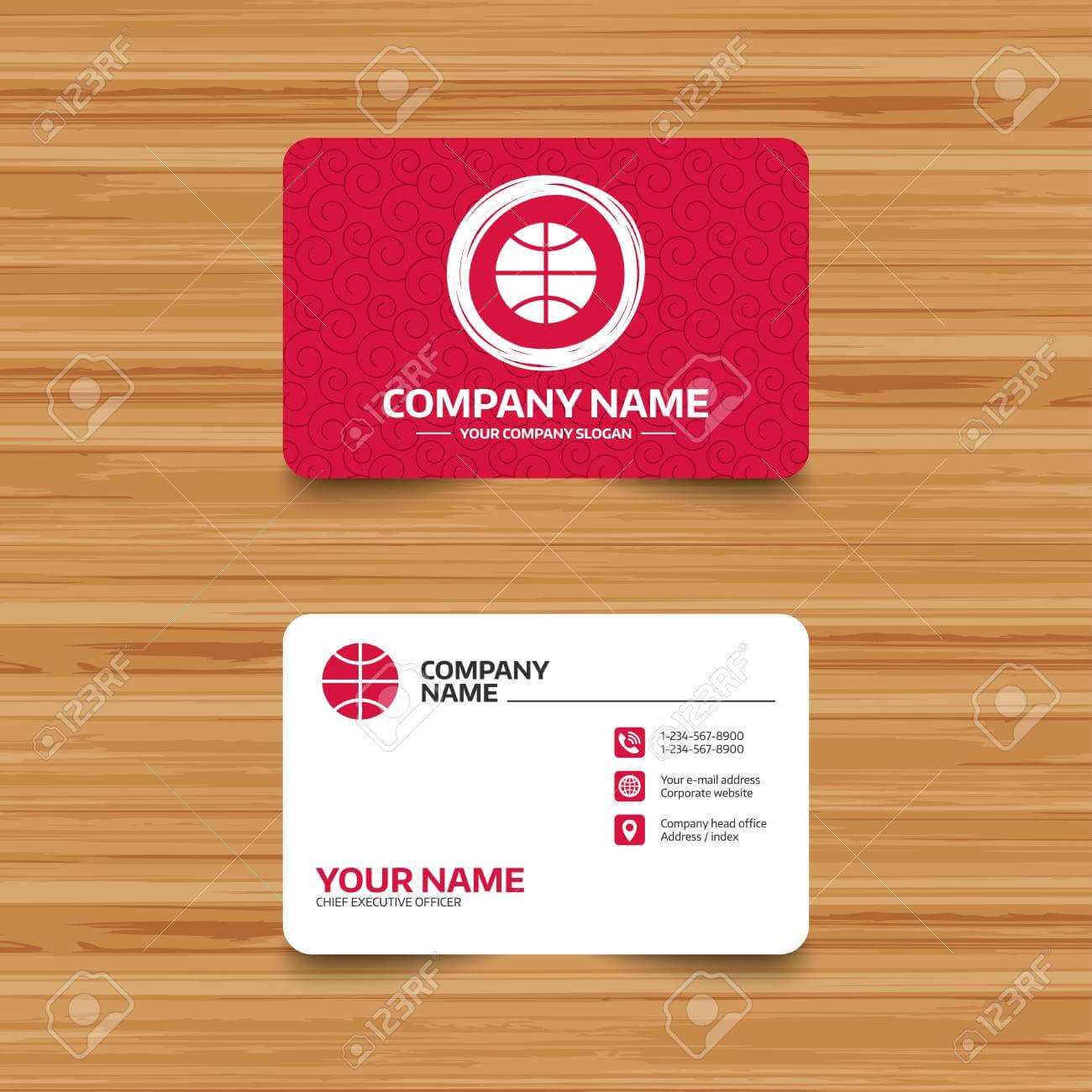 Business Card Template With Texture. Basketball Sign Icon. Sport.. Throughout Free Sports Card Template