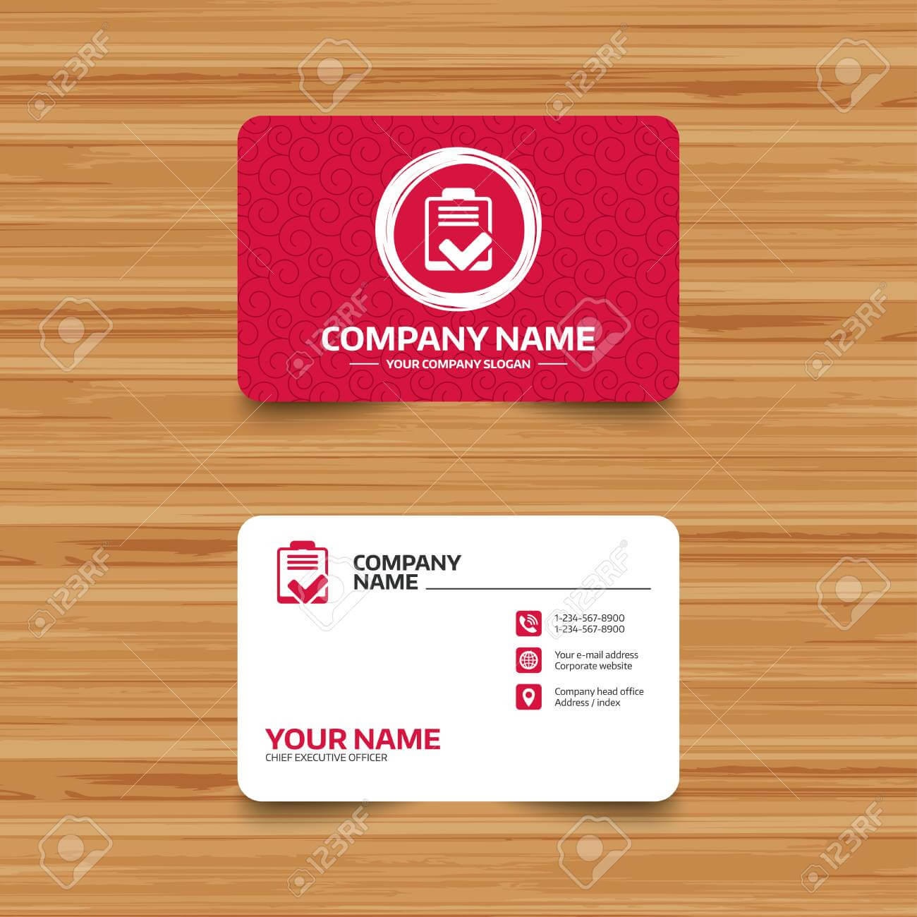 Business Card Template With Texture. Checklist Sign Icon. Control.. Regarding Survey Card Template