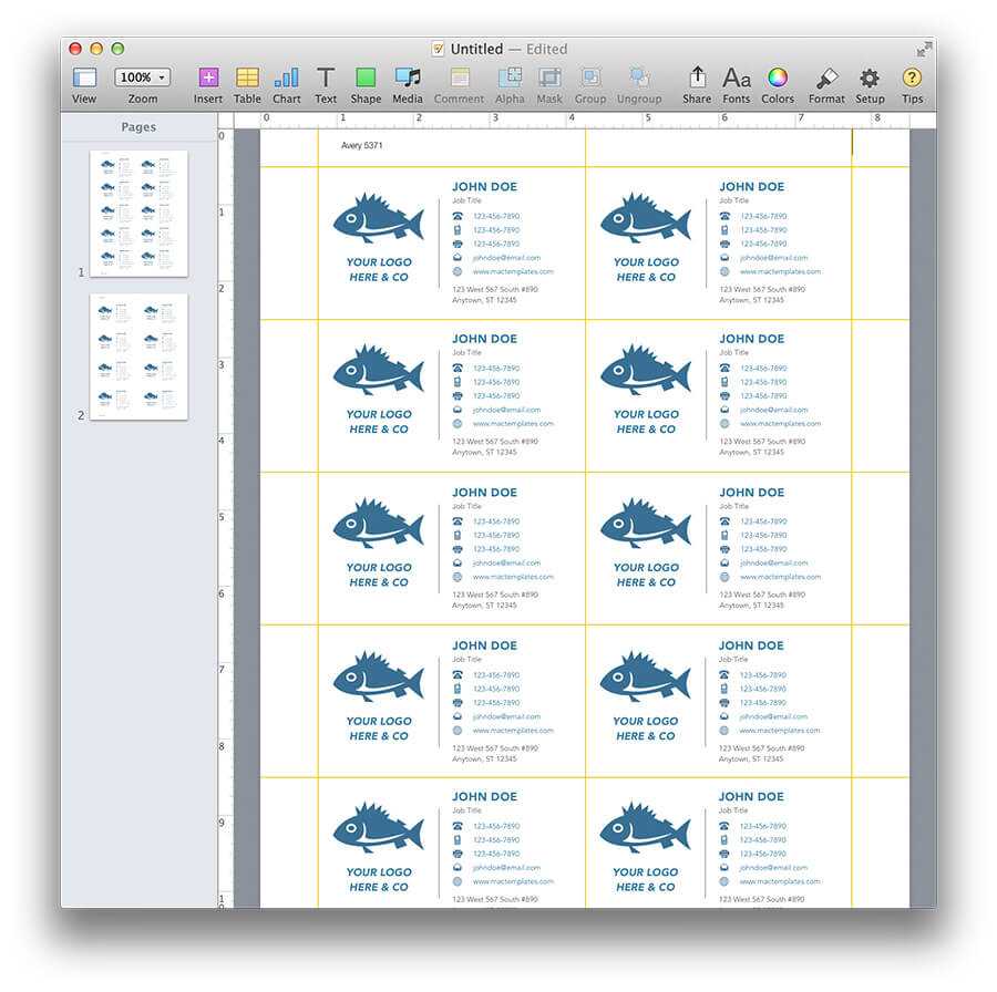 Business Cards Template For Pages Or Illustrator | Mactemplates For Business Card Template Pages Mac