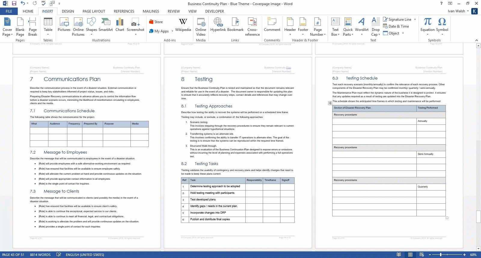 Business Continuity Plan Template (Ms Word/excel Pertaining To Dr Test Report Template