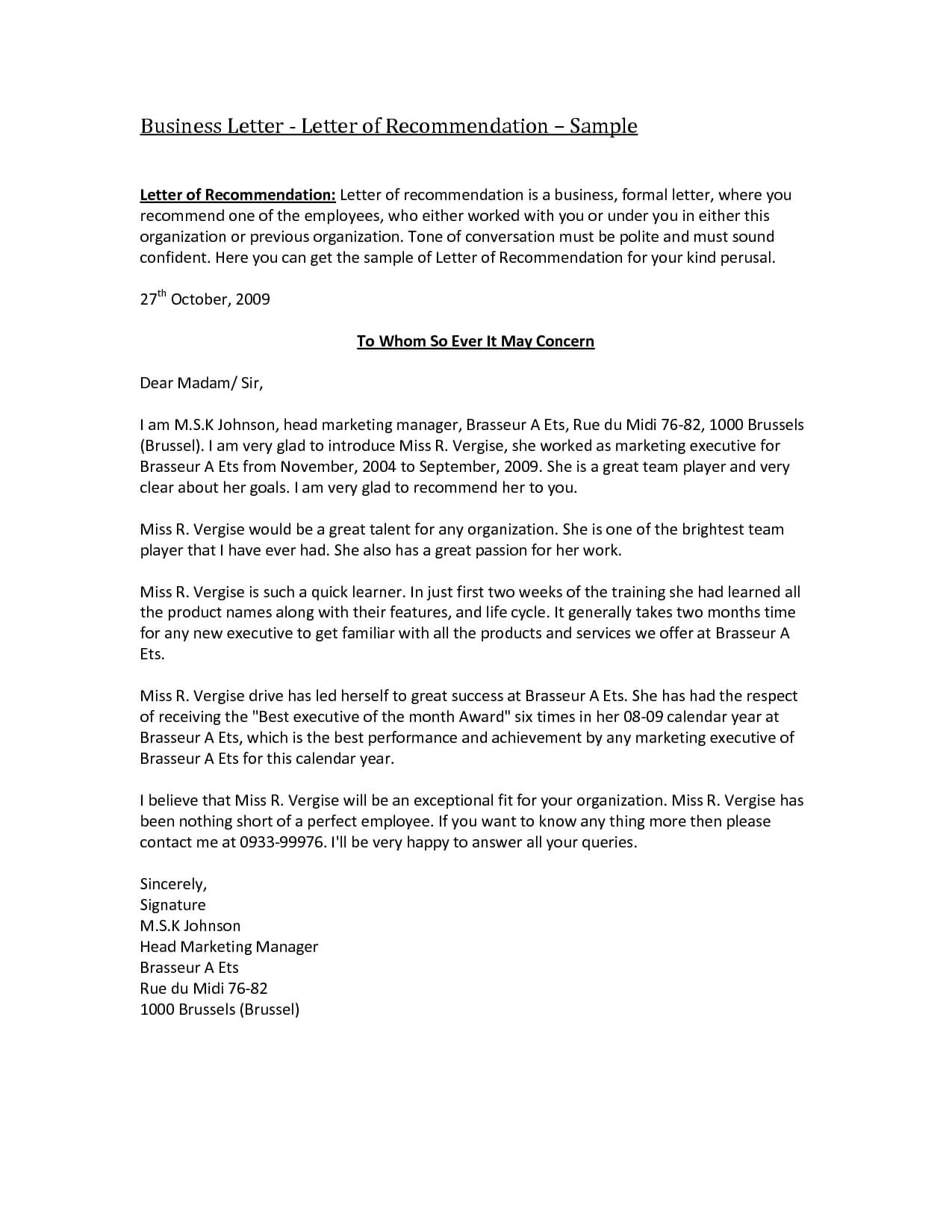 Business Reference Letter Template Word Collection | Letter With Regard To Business Reference Template Word