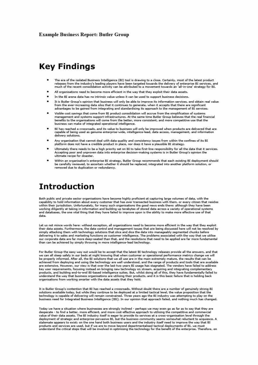 Business Report Examples Pdf Example Word Executive Summary Pertaining To Introduction Template For Report