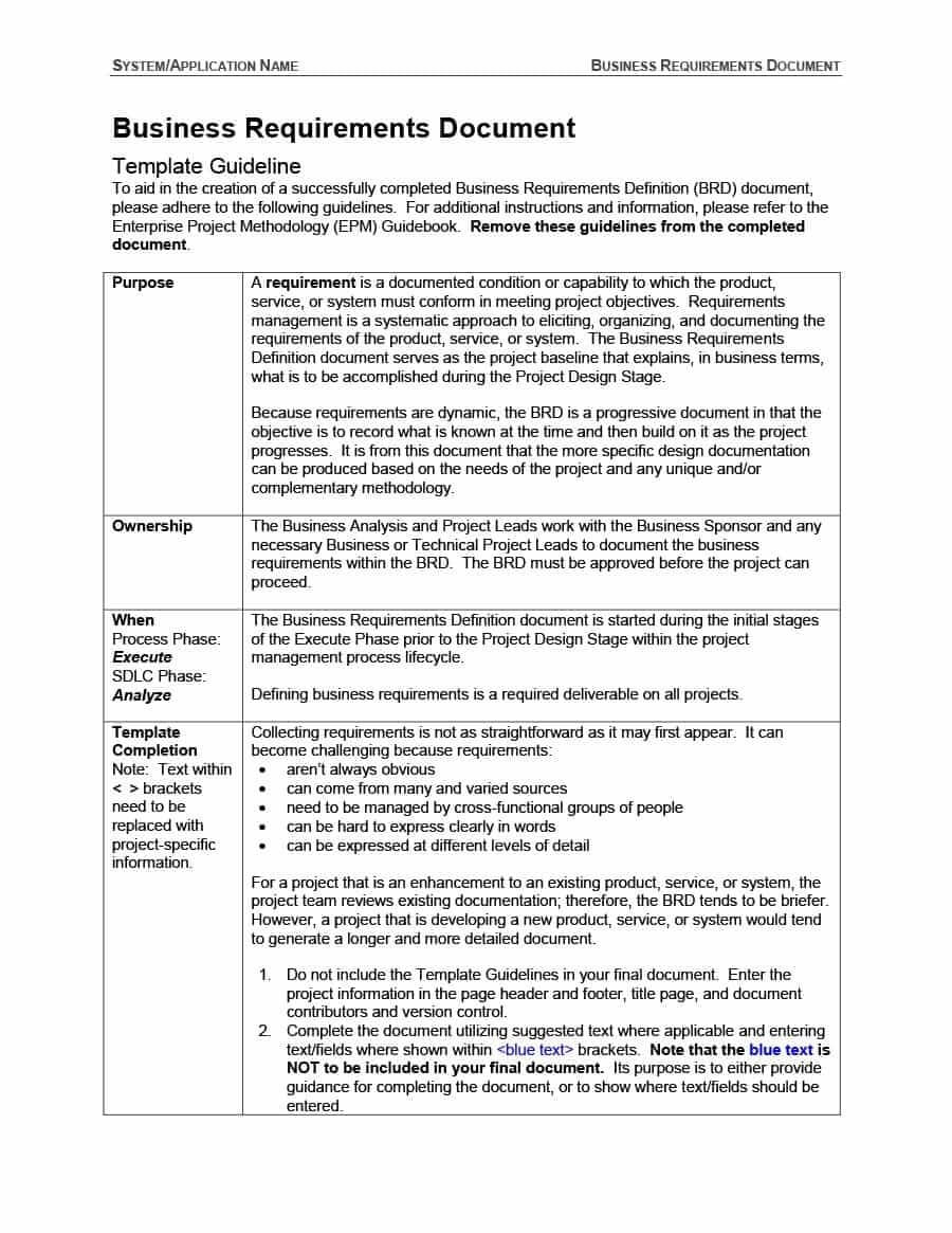 Business Requirements Document Example | Examples And Forms With Product Requirements Document Template Word
