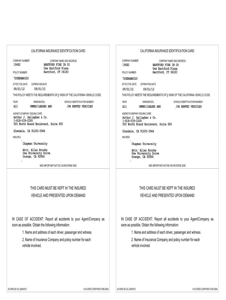 Ca Auto Id Card Fillable – Fill Online, Printable, Fillable In Auto Insurance Id Card Template