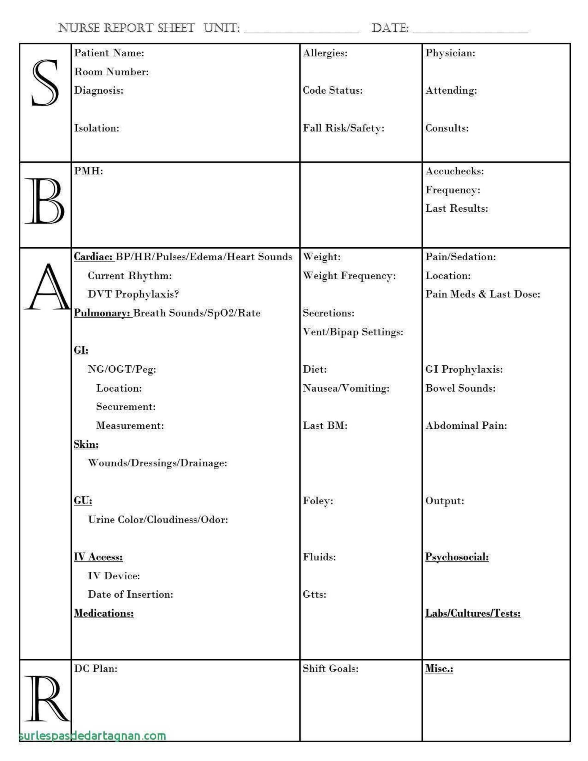 Ca585165 Nursing Report Sheet Template Together With Sbar With Regard To Nurse Report Template