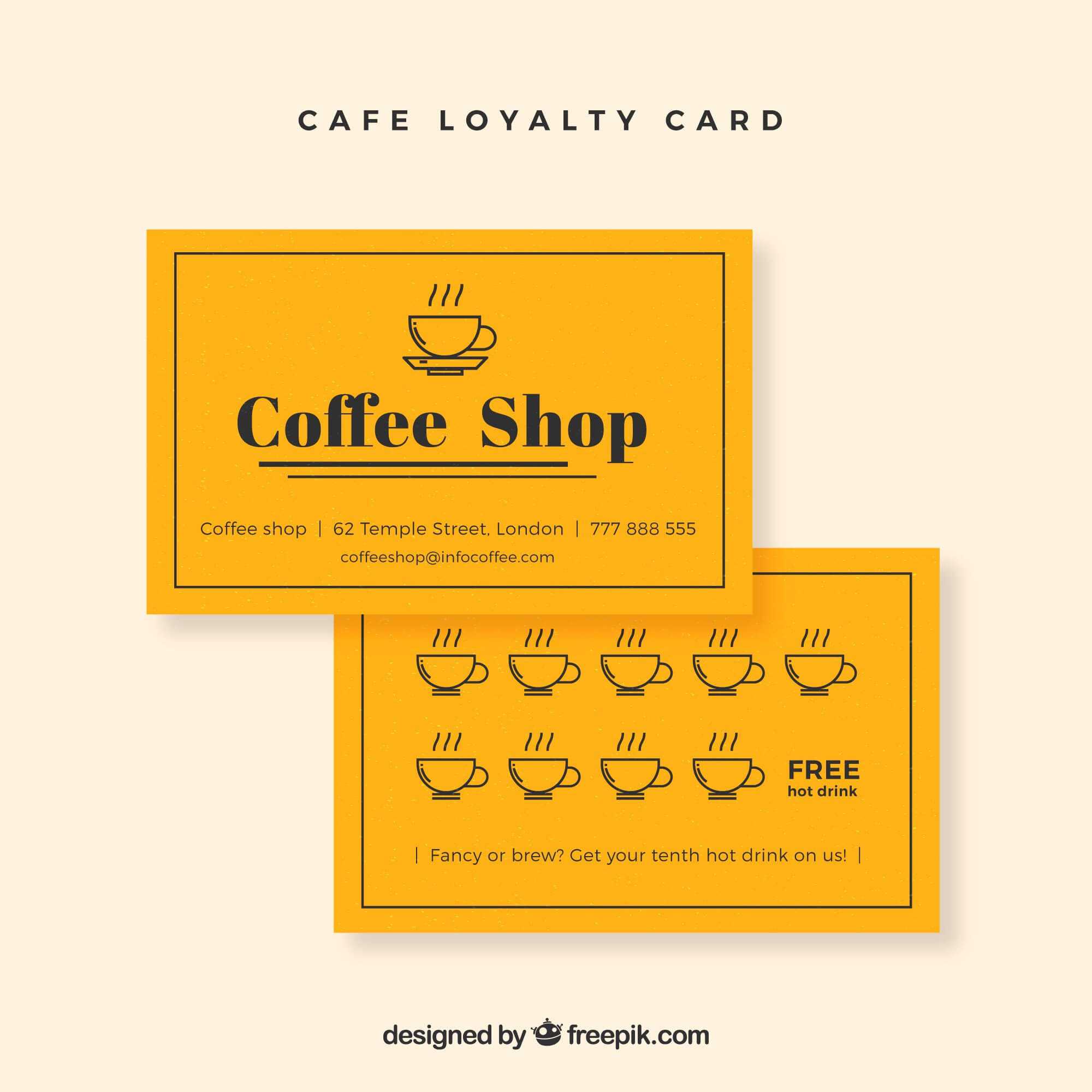 Cafe Loyalty Card | Business Cards | Loyalty Card Design Inside Loyalty Card Design Template