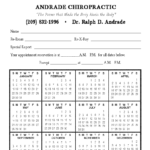 Calendar Appointment Cards For Chiropractic Travel Card Template