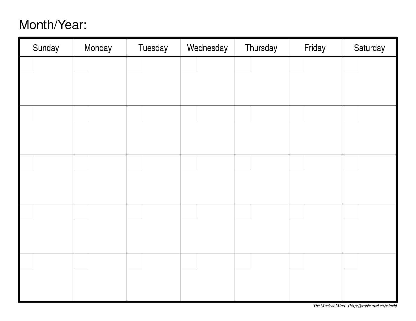 Calendar Templates Printable Free Fieldstation.co | Self For Blank Calander Template