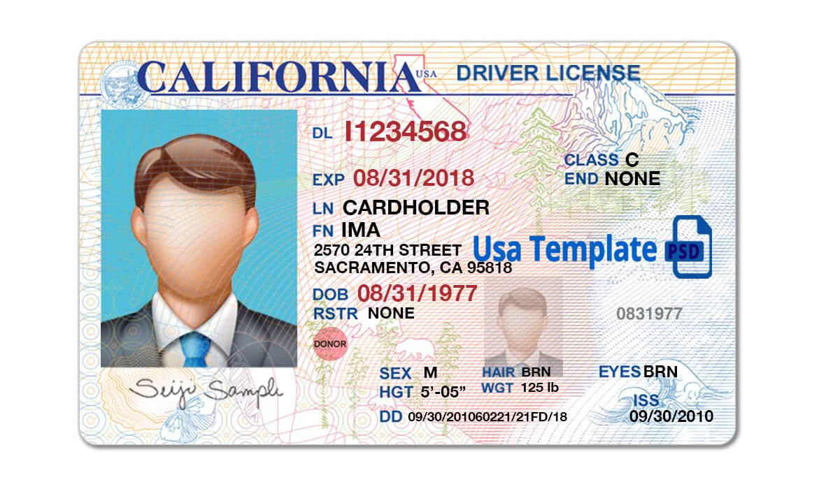 California Driver License Template. Open California Psd File Throughout Blank Drivers License Template
