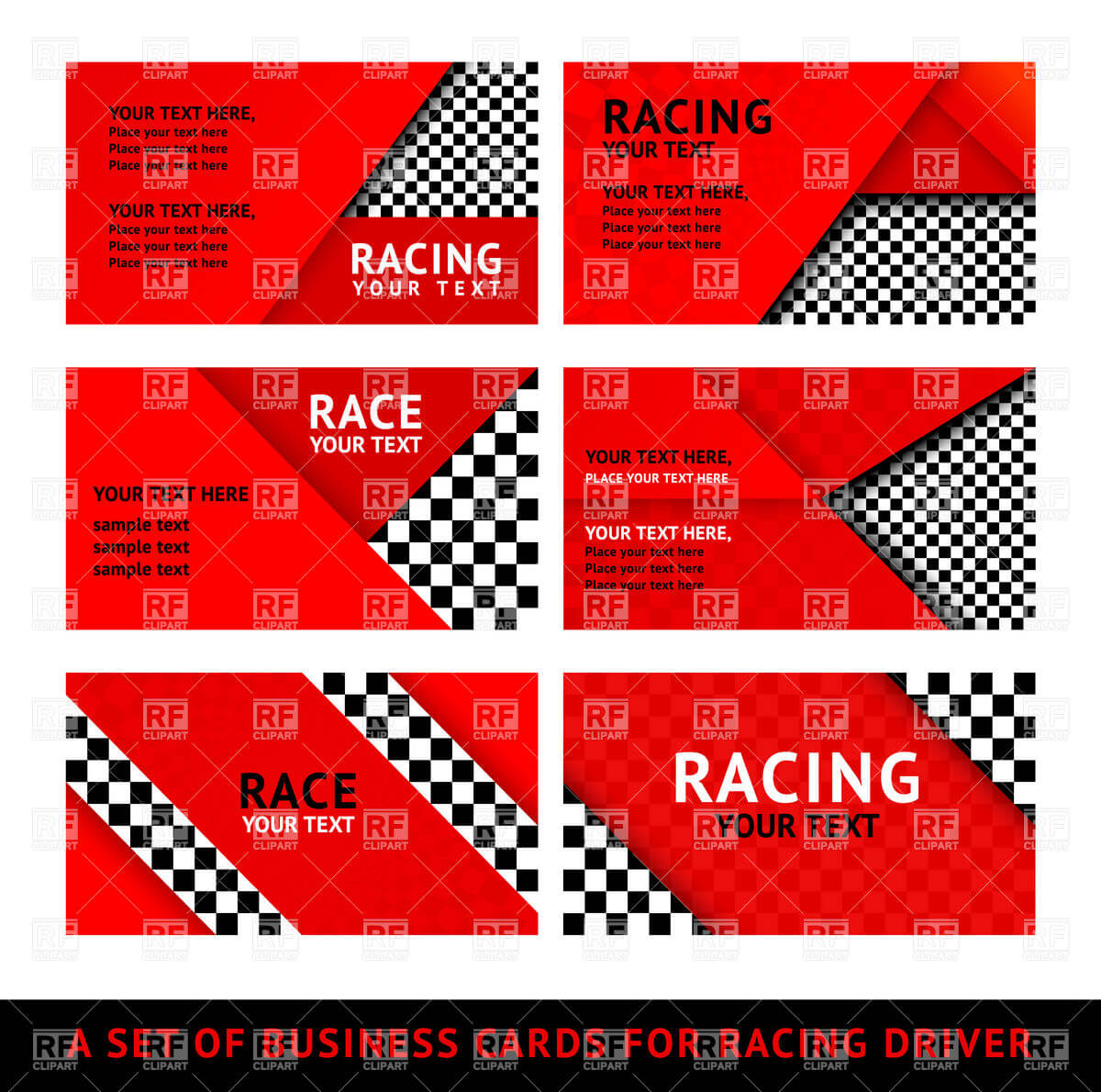 Calling Card Red Template For Driver With Chequered Elements Stock Vector  Image With Regard To Template For Calling Card