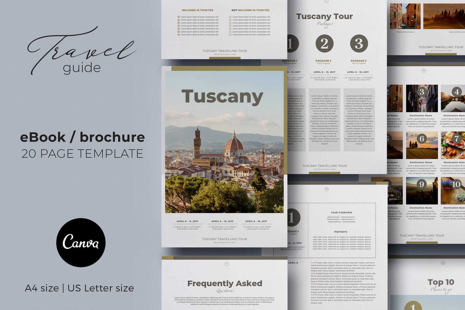 Canva Ebook / Brochure Travel Guide Template Intended For Travel Guide Brochure Template