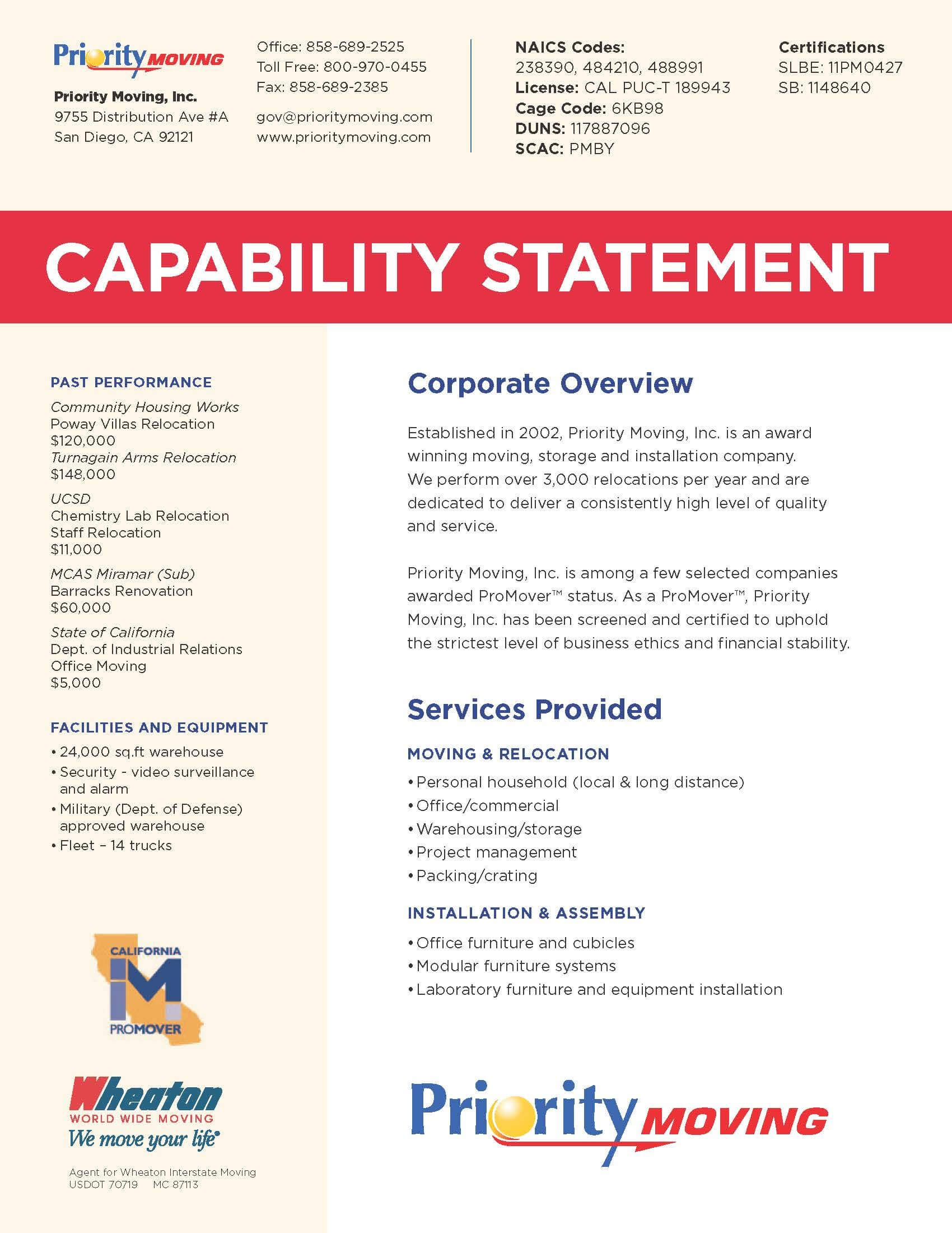 Capability Statement | Marketing | Statement Template In Capability Statement Template Word