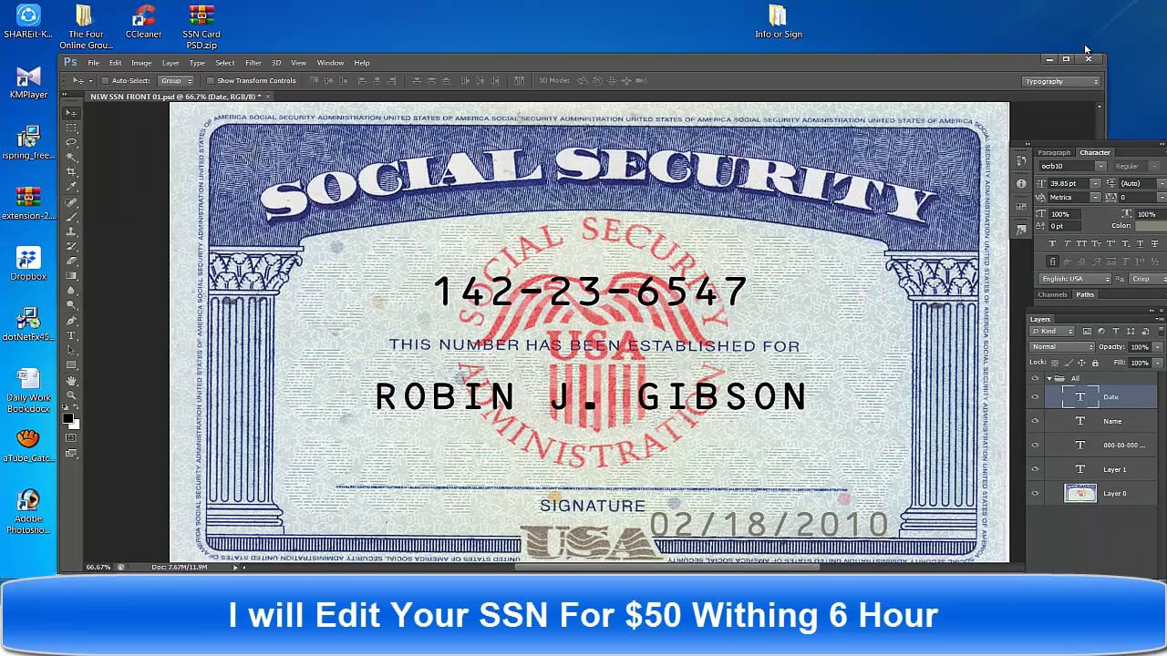 Card Template Psd Regarding Social Security Card Template Photoshop