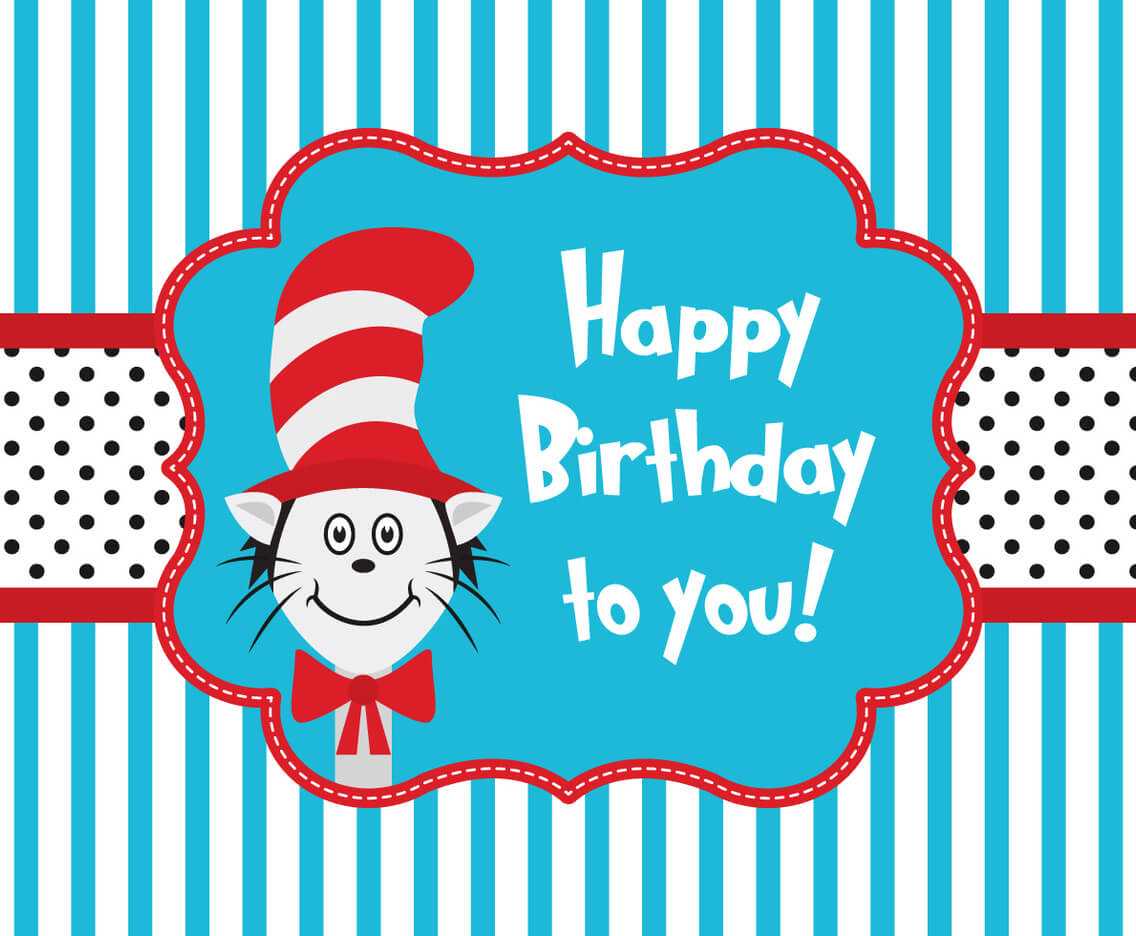 Cat In The Hat Greeting Card Template Vector Art & Graphics For Dr Seuss Birthday Card Template