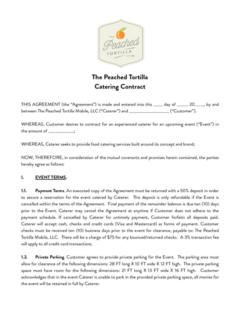 Catering Contract Template – 6 Free Templates In Pdf, Word Pertaining To Catering Contract Template Word