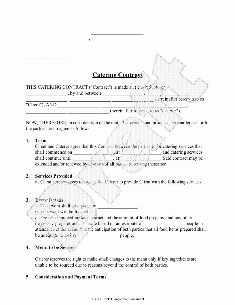 Catering Contract Template Word | Wesleykimlerstudio Throughout Catering Contract Template Word