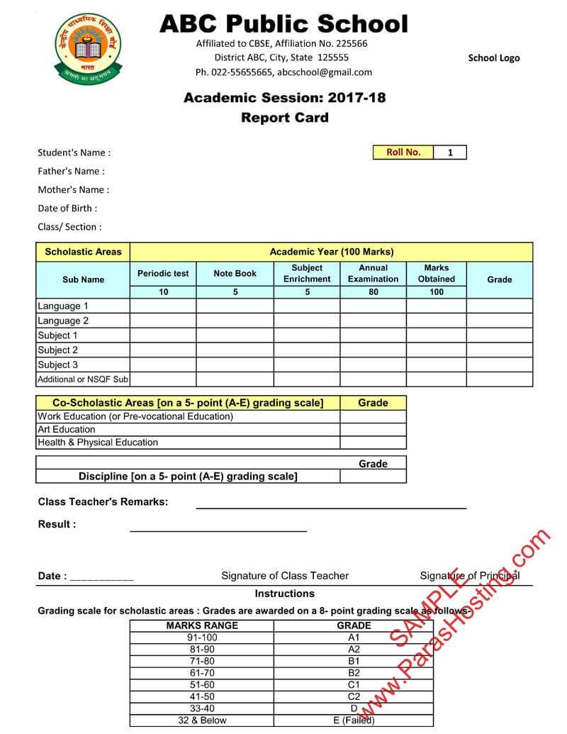 Cbse Report Card Sample Of Class 9Th & 10Th | New Format 2017 18 Pertaining To Result Card Template