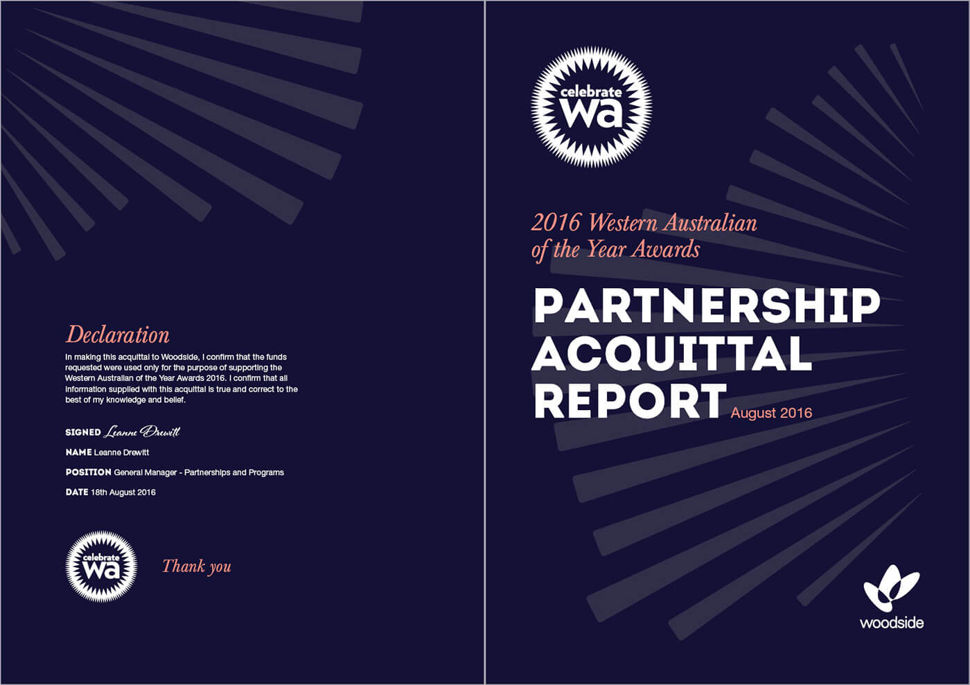 Celebrate Wa – Partnership Acquittal Report – Woodside On Regarding Acquittal Report Template