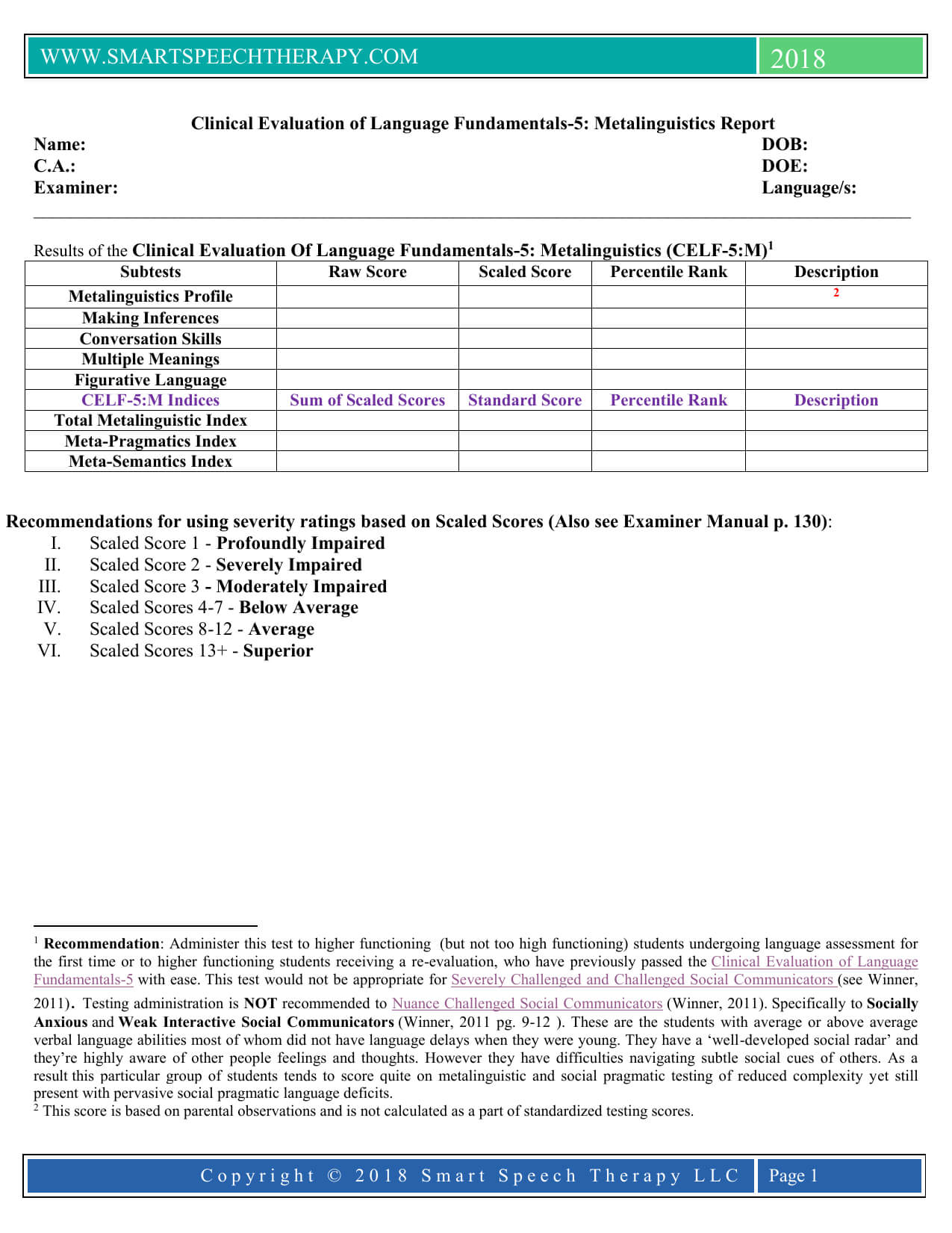 Celf 5 Report Template Pertaining To Speech And Language Report Template