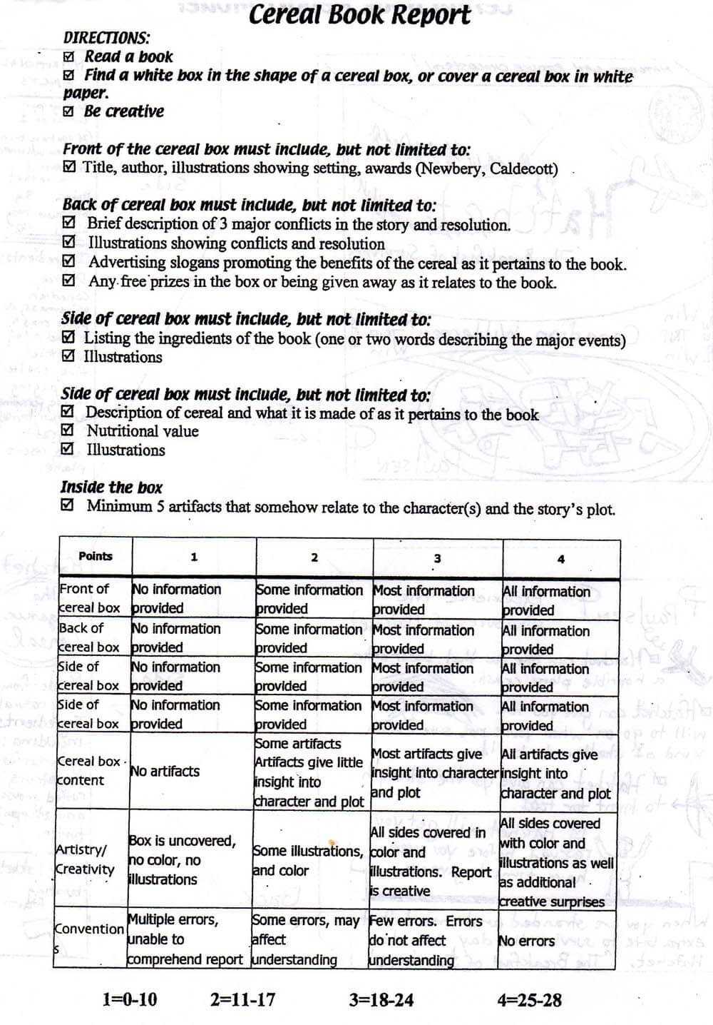 Cereal Box Book Report Directions | Reading | Book Report With Cereal Box Book Report Template